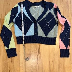 American Eagle Outfitters Multicolor Argyle Cardigan